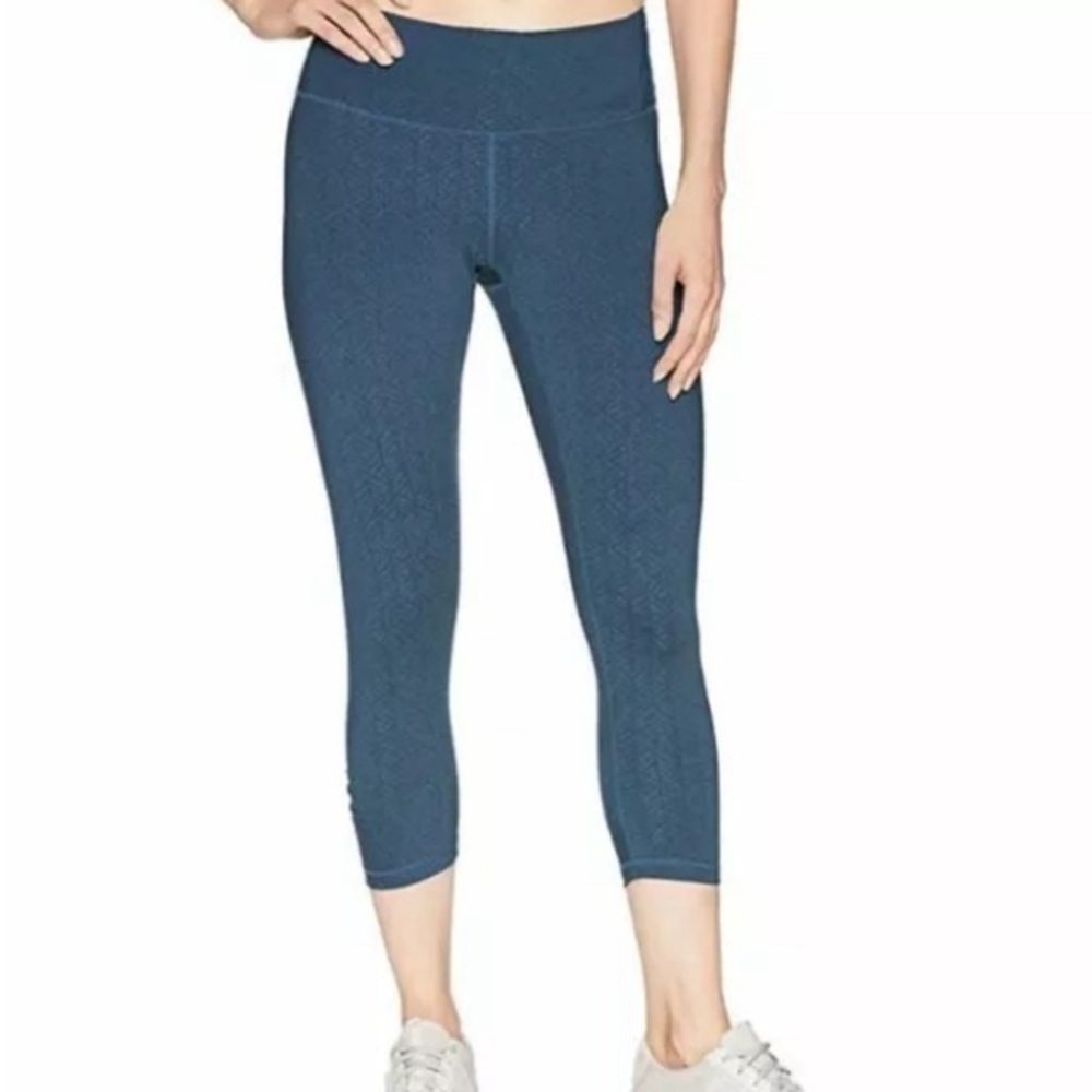 Prana Misty Jacquard Crapri Leggings Ruched‎ Activewear Gray Womens Size S